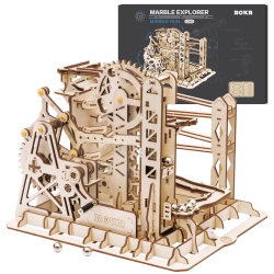 ROKR 3D Assembly Wooden Puzzle Brain Teaser Game Mechanical Gears Set Model Kit Marble Run Set Unique Craft Kits Christm