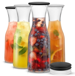 JOYJOLT Glass Carafe With Lid, Set Of 4