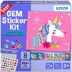 EZCRA Gem Stickers Crafts for Kids - Fun Gem Sticker Kit - 8 Unicorn Princess Themes, 990+ Stickers - Unicorn Craft Jumb
