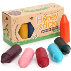 HONEYSTICKS 100% Pure Beeswax Crayons (12 Pack) - Non Toxic Crayons, Safe for Babies And Toddlers, for 1 Year Plus, Hand