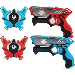 OKKIDY Laser Tag Gun Set Of 2 Player, Laser Tag for Kids With Vests, Infrared Indoor/outdoor Lazer Tag Game Toy for Teenagers A