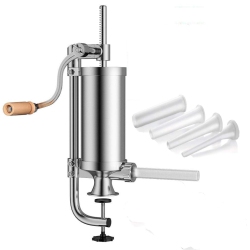 MEAO Sausage Filler Stuffer Home Made Machine - Stainless Steel Vertical Sausage Maker With Suction Base And Manual Cran