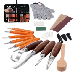 STTARGXING Wood Carving Tools Set, Detail And Hook Carving Knife Kit for Beginners, Trimming Knife for Spoon Bowl Cup Woodwork, Round