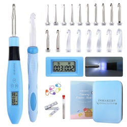 INMAKER Light Up Crochet Hook Set Ergonomic, 18In1 Counting Crochet Hook Set Digital, Led Crochet Needles With Crochet A