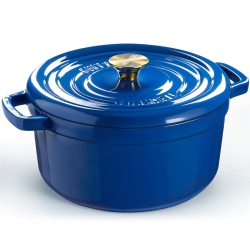 OVERMONT 5.5Qt Cast Iron Dutch Oven - Dual Widened Handles -Enameled Pot With Cookbook - Heavy-Duty Enamel Cookware With