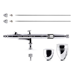 GAAHLERI Airbrush Kit, Gun Dual-Action Gravity 1/2 & 1/4 OZ Fluid Cup, 0.35 0.5 MM Needle, Cost-Effective Air Brush Set Mak