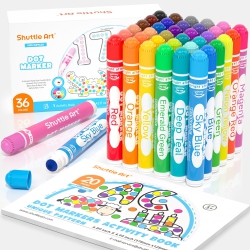 SHUTTLE ART Washable Dot Markers 36 Colors With Free Activity Book, Fun Art Supplies for Kids Toddlers And Preschoolers