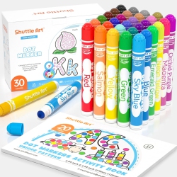 SHUTTLE ART Dot Markers, 30 Colors Washable Dot Markers for Toddlers With Free Activity Book, Bingo Daubers Supplies For