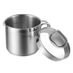 JALZ JALZ Stainless Steel Saucepan With Glass Lid, Classic Cookware, Sauce Pan, 2 Quart for Boiling Milk, Sauce, Gravies