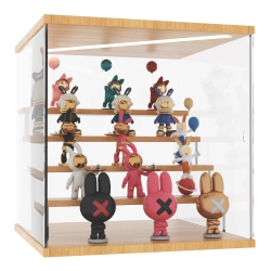 OCKYOOZ Clear Acrylic Display Case Display Box Stand With Led Light Storage Box Wall Mount Showcase Dustproof Organizer