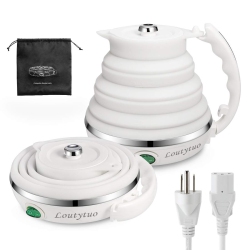 LOUTYTUO 120V 555Ml Ultrathin Travel Foldable Electric Kettle With Separable Power Cord And Handle, Boil Dry Protection, Food Gra