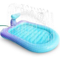 ANCESFUN 75" Sprinkler & Splash Pad for Kids, Large Outdoor Sprinklers Play Mat Summer Water Play Toys Pool Inflatable Mermaid Sp