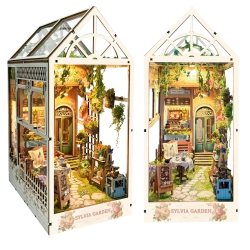 GEMOWN Diy Book Nook Kit - Bookend Diorama With Led - 3D Wooden Puzzle Diy Miniature House Kits - Bookshelf Insert Decor - Book