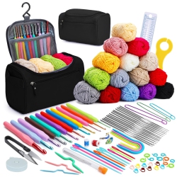 TRIDIOREY 97 Piece Crochet With Yarn Set, Crochet Set Includes 15 Colors Crochet Yarn Balls, Crochet Kit, Accessories Kit, Crochet