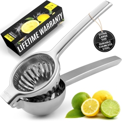 ZULAY KITCHEN Zulay Extra Large Lemon Squeezer Stainless Steel - Easy Squeeze Heavy Duty Lemon Juicer Hand Press - Ergonomic Citrus Sq