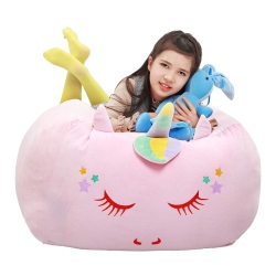 YOWEENTON Unicorn Bean Bag Chair for Girls Room Decor, Stuffed Animal Storage, Kids Chairs, Toy Organizers Storage Beanb