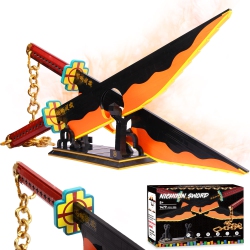 JORUMO Demon Slayer Sword Building Set, 82In Double Blade Tengen Uzui Sword Building Block With Stand, Handmade Cosplay Anime S