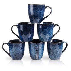 VICRAYS Coffee Mug Set, 12 Ounce, Set Of 6, Ceramic Mug for Men, Women, Unique Glazed Mugs With Handle for Coffee, Tea