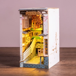 ROLIFE Diy Book Nook Kit Sakura Densya, Diy Miniature Booknook Kit Creative Decorative Bookend Bookshelf Insert 3D Puzzl