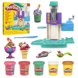 HASBRO Play-Doh Rainbow Swirl Ice Cream Playset With 7 Pretend Play Kitchen Accessories, Arts And Crafts Toys for 3 Year Old Gi