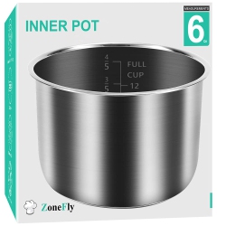 ZONEFLY 6Qt Power Cooker Xl Replacement Inner Pot Stainless Steel Compatible With 6 Quart Power Pressure Cooker Ppc770 Ppc771 Pp