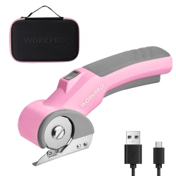 WORKPRO Cordless Electric Scissors, 4V Rechargeable Powerful Shears Cutting Tool for Fabric, Leather, Carpet And Ca In Pink
