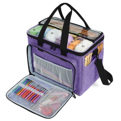 TEAMOY Knitting Bag, Yarn Storage Tote With Inner Divider for Yarn And Unfinished Project, High Capacity, Easy to Carry