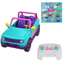 BARBIE Hot Wheels Rc Suv, Remote-Control Vehicle That Fits 2 Fashion Dolls & Accessories, Includes Kid-Applied Stic In Pink