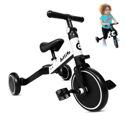 JOLLITO 5-In-1 Toddler Tricycle for 1-3 Years Old, Kids Pushbike Balance Bike, Baby Ride-On, Indoor/outdoor Toddler Bike