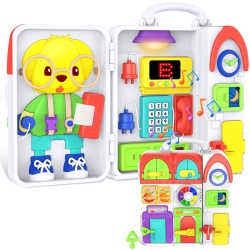 BQU Montessori Busy Board for Toddlers 1-3 With Music, 20+ Activity Toddler Educational Toys Age 1-2, Learning Toy for 1 2 3