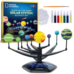 BLUE MARBLE National Geographic Glow-In-The-Dark Solar System Model Kit for Kids - Build & Paint A 3D Planetary Model With Movable A