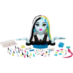 MONSTER HIGH Frankie Stein Doll Head for Hair Styling With 65+ Accessories Including Wear & Share Nails, Hair Ties, Barr