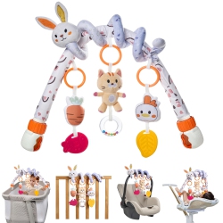 TUMAMA KIDS Tumama 2 In 1 Spiral Car Seat Toys for Babies 0-6 Months, Stroller Toys for Infant 0-6 Months Arch Hanging Toys With Cli