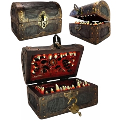 GALDOR'S GUILD Mimic Dice Chest Storage Box | Free Lock & Key | Compatible With Dungeons & Dragons Players, Dungeon Mast