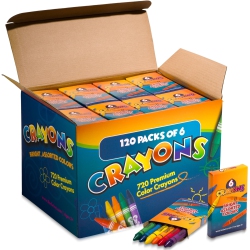 BEDWINA Bulk Crayons - Case Of 120, 6-Packs Total 720 Crayons Bulk School Supplies for Kids, Toddlers, Teachers, Restaur