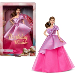 BARBIE Signature Birthday Wishes Doll, Collectible Fashion Doll In Satiny, Pink Dress With Wavy Hair And Toyable P In Brown