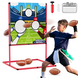 HYES Football Toss Game With 4 Inflatable Balls, Throwing Target Practice Game for Kids, Indoor Outdoor Backyard Yard Sp