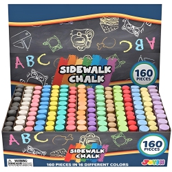 JOYIN 160 PCs Washable Sidewalk Chalks Set Non-Toxic Jumbo Chalk for Outdoor Art Play, Painting On Chalkboard, Blackboard And