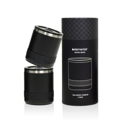 ELEMENTAL Recess Lowball Tumbler Set Of 2, 10OZ Triple Wall Stainless Steel Cup With Non-Shattered Tritan Lid, Insulated