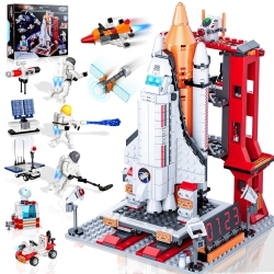 AMOYASITE Space Exploration Shuttle Toys, Easter Gifts for Kids for 6, 8, 10, 12 Year Old Kids, Girls, Boys, 12-In-1 Stem Rocket B