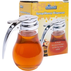EHOMEA2Z Commercial-Grade Tempered Glass Honey Dispenser (2Pack), 14 Ounce Honey Jar With Metal Top, Essential Honey Jar
