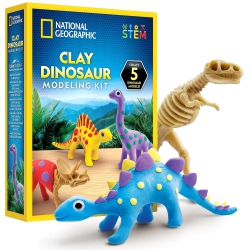 BLUE MARBLE National Geographic Clay Dinosaur Arts & Crafts Kit - Dinosaur Air Dry Clay for Kids Craft Kit With 5 Clay Colours, 5 Di