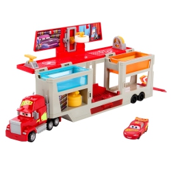 MATTEL Disney Pixar Cars Transforming Truck & Toy Car Playset, Color Changers Paint Shop Mack With Detachable Cab, Color