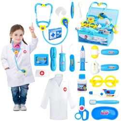 FAJIABAO Doctor Kit Kids Toys for 2 3 4 Year Old Girl Boys, Dentist Kit Pretend Play Dress Up Game Medical Kit Costume Educationa