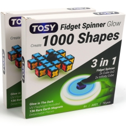 TOSY Magnet Fidget Spinner Glow - 16 Blocks, 3 In 1 Toy: Transformable Fidget Spinner, Infinity Cube, 2X2 Puzzle Cube, G