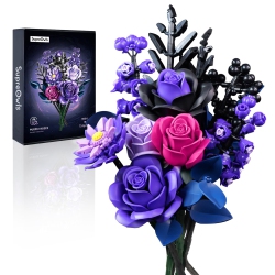 VONADO Flower Bouquet Building Set, Rose Botanical Collection Blocks Kit, Compatible With Lego, for Adults Women, Artificial In Purple