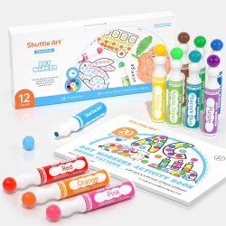 SHUTTLE ART Dot Makers, 12 Colors Bingo Daubers With 20 Unique Patterns Of Dot Book for Toddler Art Activities, Non-Toxi