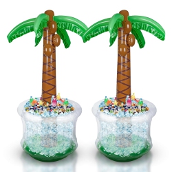 PLAYBEES Inflatable Palm Tree Cooler 60" - 2 Pack Blow Up Palm Tree Party Cooler, Luau Hawaiian Tropical Beach Theme, Summer Swim