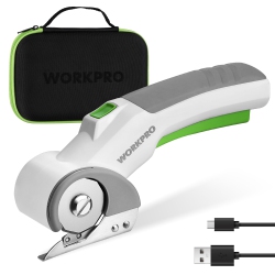 WORKPRO Cordless Electric Scissors, 4V Rechargeable Powerful Shears Cutting Tool for Fabric, Leather, Carpet And Cardboa