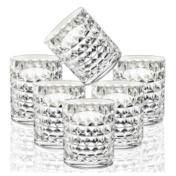 VEILEDGEM [Look Like Glass] 8 OZ Set Of 6 Tritan Plastic Glasses Unbreakable Drinking Cups Dishwasher Safe Bpa Free Shatterproof D